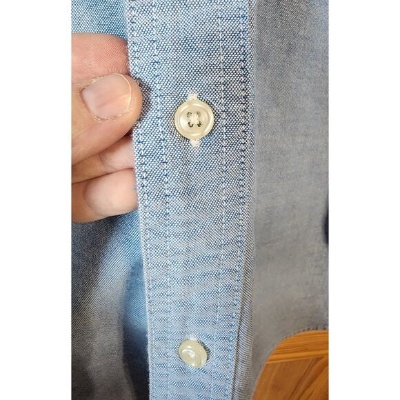 Chaps Stretch Oxford Button Down Shirt Mens XXL Blue Long Sleeve - Picture 5 of 7